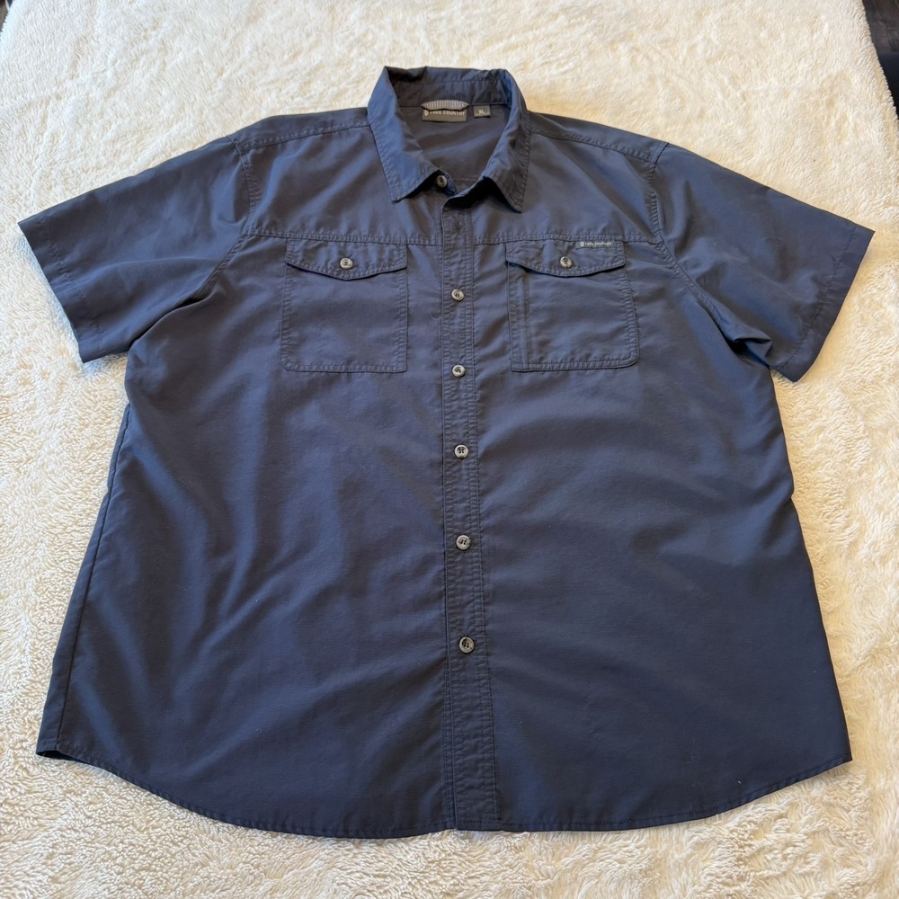 Free Country Mens Blue Short Sleeve Button Down Lightweight Shirt XL Outdoors